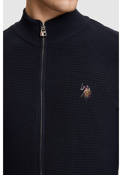 U.S. Polo Assn. Erkek Lacivert Dik Yaka Fermuarlı Slim Fit %100 Pamuk Basic Triko Hırka 50328871-vr033