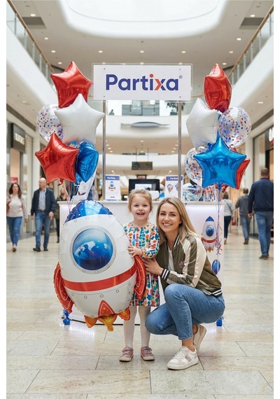 Uzay Roket Folyo Balon 67x55 Cm Uzay Temalı Çocuk Doğum Günü Parti Süsü Çok Renkli