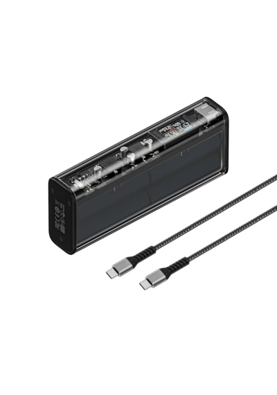 Sharge 140W - Yüksek Güçlü ve Şeffaf Tasarımlı Powerbank - Siyah