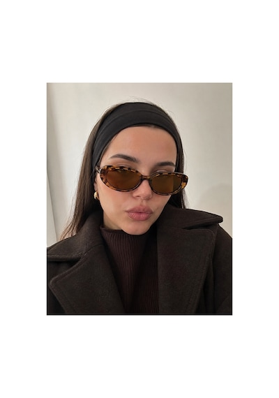 Lüks Slim Oval Leopar Desenli Uv400 Korumalı Ultra Hafif Kadın Güneş Gözlüğü Kahverengi