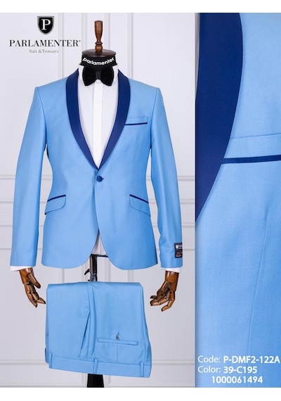 Fabıo Cassel Erkek Damatlık Slim Fit Takım Elbise Açık Mavi