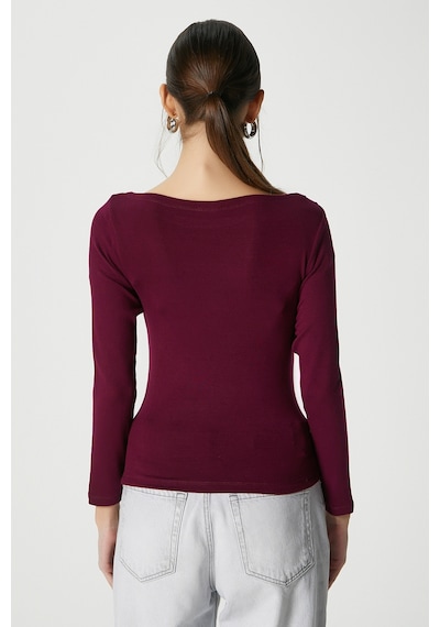 Ritnice Kayık Yaka Need Uzun Kollu Mürdüm Soft Top / Bluz Mürdüm