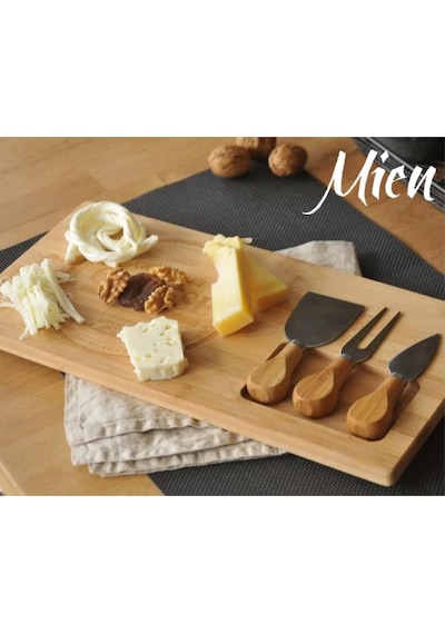 Mien Dayanıklı Bambu Peynir Seti 4 Parça -244 Kahverengi