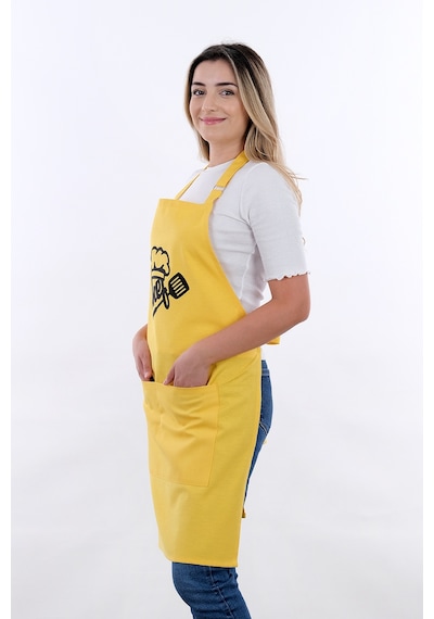 Unisex Master Chef Ayar Askılı Mutfak Önlüğü Sarı