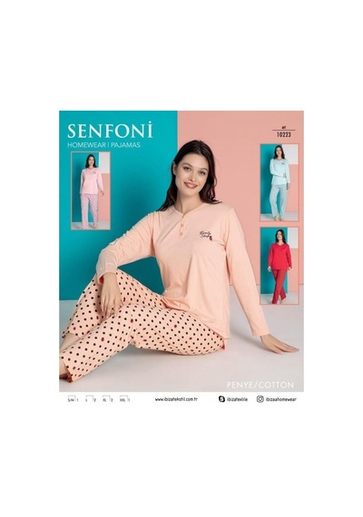 Senfoni 10223 Bayan Penye Uzun Kol Pijama Takım 001