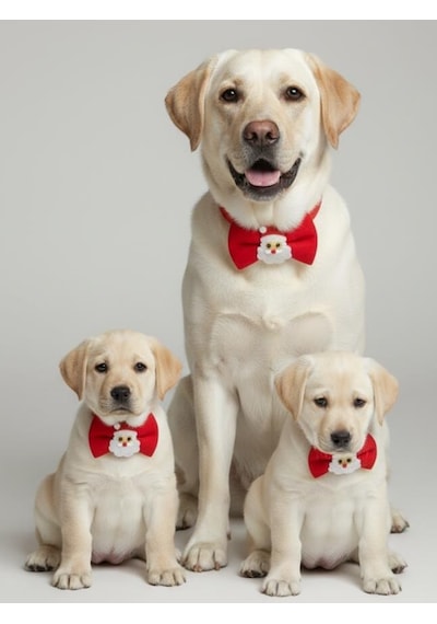 Rudolph Küçük Irk Köpek Papyon Tasması Kırmızı Fiyonk Boyun Aksesuarı Noel Temalı Köpek Süsü
