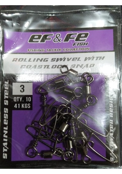 Effe Klips Rolling Swivel Coastlock Snap-4/0-2/0-1-3-5-7-8-10- Nu