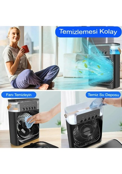 Buz Hava Serinletici Fan Hava Soğutucu Isıtma Dağılımı Taşınabilir Hava Nemlendiricili Ledli Fan