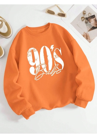 Startmore Turuncu Unisex Erkek/kadın 90's Özel Renkli Oversize Bisiklet Yaka Pamuklu