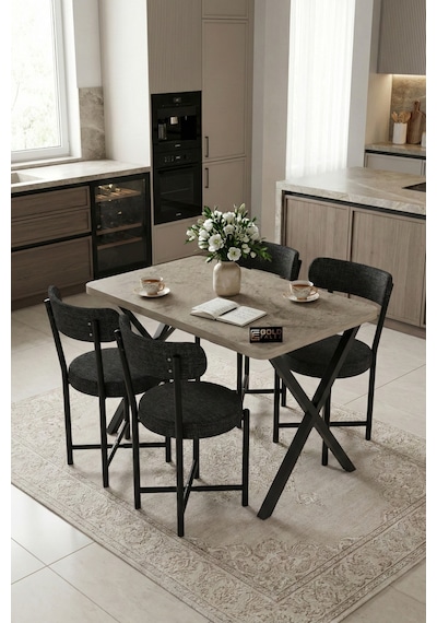 Mutfak Masası 4 Sandalyeli Set 110x70 Cm Modern Bahçe Cafe Masa Takımı 4 Kişilik Tedy 9883 Anstrasit Çok Renkli Mutfak Masası 4 Sandalyeli Set 110x70 Cm Modern Bahçe Cafe Masa Takımı 4 Kişilik Tedy 9883 Anstrasit Çok Renkli