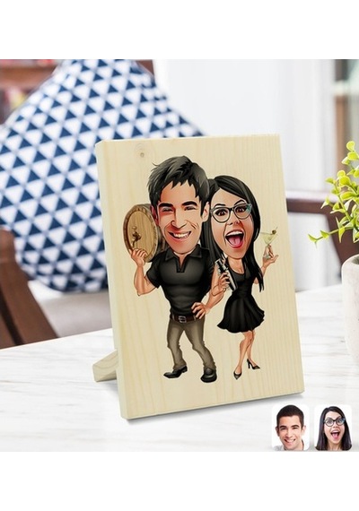Kişiye Özel Sevgililer Karikatürlü Dekoratif Ahşap Çerçeve Model (539866808)