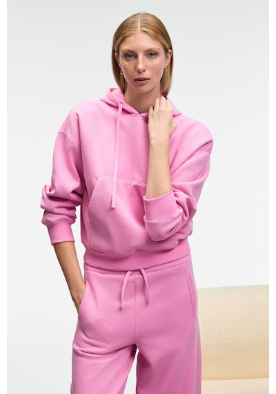 Grimelange SELENE Kadın Kapüşonlu Kangru Cepli Regular Fit Pembe Sweatshirt