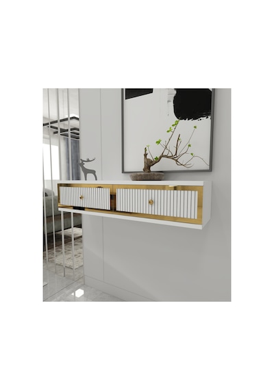 Duru 90 Cm Pleksi Detaylı Duvara Monte Kapaklı Raflı Dresuar Makyaj Masası Beyaz-altın Beyaz-altın Duru 90 Cm Pleksi Detaylı Duvara Monte Kapaklı Raflı Dresuar Makyaj Masası Beyaz-altın Beyaz-altın