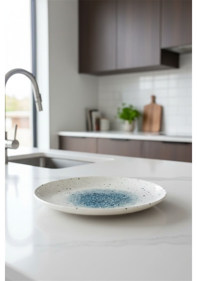 6'lı Valencia Servis Tabak 25cm Dijital Splash Rinart Krem