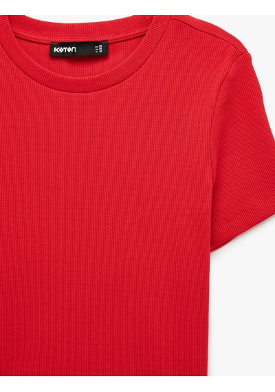 Koton Pamuklu Slim Fit Bisiklet Yaka Kısa Kollu Basic Tişört Kırmızı 6sak50472ek