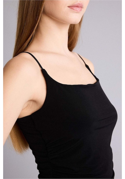 Defacto Bodycon Vücudu Saran Kare Yaka Kolsuz Maxi Elbise H6454ax26smbk81 Siyah-bk81