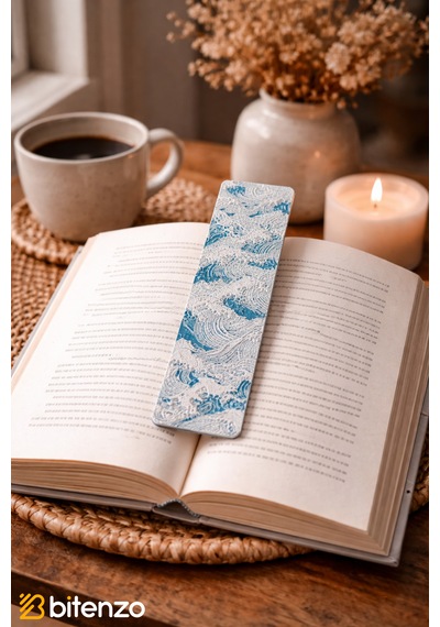 Mavi Dalga Desenli Kitap Ayracı