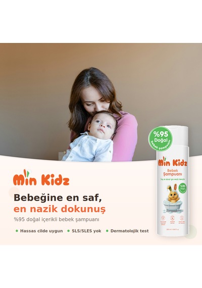 Min Kidz Dermatolojik Olarak Test Edilmiş Saç Vücut Şampuanı 250 Ml Hassas