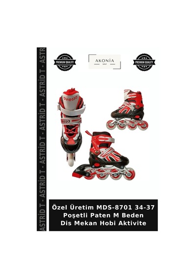 Özel Üretim Mds-8701 34-37 Poşetli Paten M Beden Dis Mekan Hobi Aktivite Çok Renkli