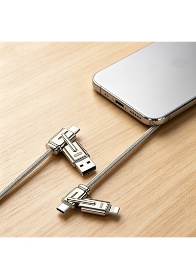 Go Des Gd-uc832 4in1 Pd Çoklu Usb-a + Type-c To Type-c + Lightning Şarj Ve Data Kablosu Gri