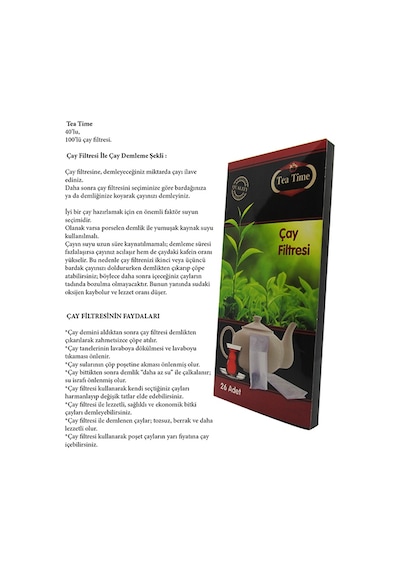 Tea Time Çay Demleme Poşeti Filtresi 20'li Paket 520 Poşet