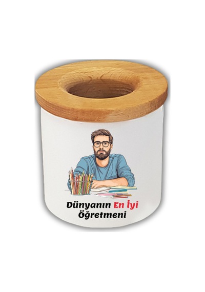 Öğretmenlere Günü Hediyesi Masaüstü Kalemlik Beyaz