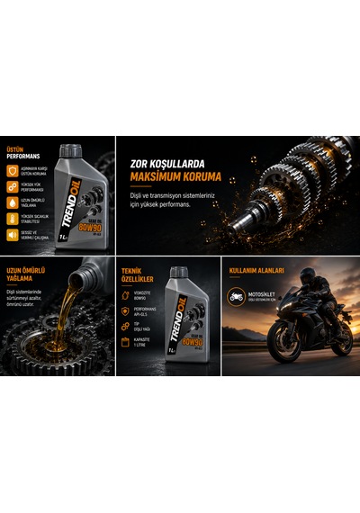 Trendoil 80w90 Motosiklet Şanzıman Yağı 1lt Scooter Gear Oil Apı Gl-5