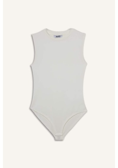 Defacto Slim Fit Dar Kesim Yarım Balıkçı Yaka Kolsuz Çıtçıtlı Body F9794ax25hser105 Ekru