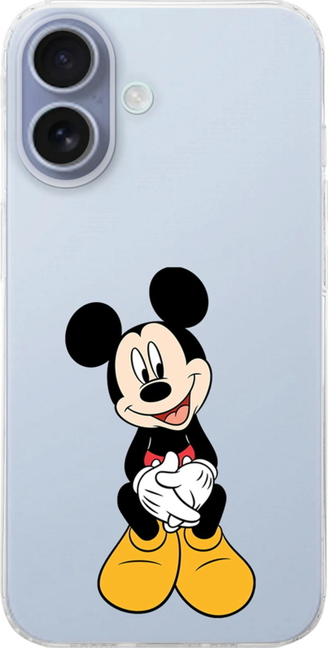 Apple Uyumlu iPhone 16 İle Mickey Mouse 1 Baskılı Kamera Korumalı Şeffaf Kılıf