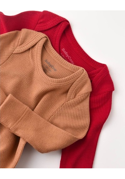Rebebe Babycosy Modal 2 Li Uzun Kollu Bebek Badi - Bebek Body - Csym1131 (544737691) Kahverengi - Kırmızı