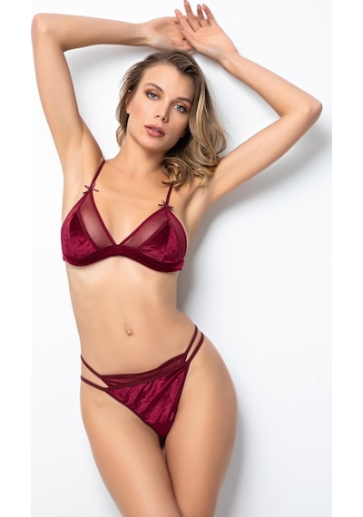 Miorre Bliss Velvet Tül Detaylı Kadife Bralet Takım 001