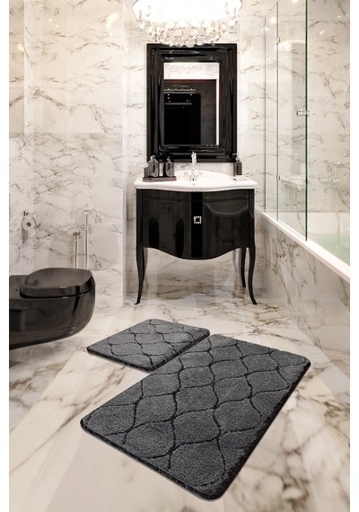 Infinity Antrasit 2 Li Set 50X80 40X50 Cm Banyo Halısı, Paspası