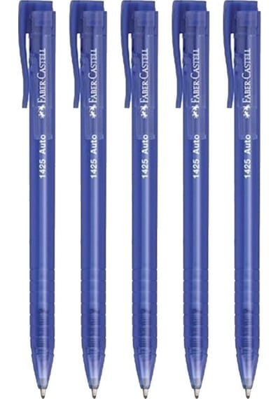 Faber Castell 1425 Auto Mavi Tükenmez Kalem 5'Li Set Faber-1425