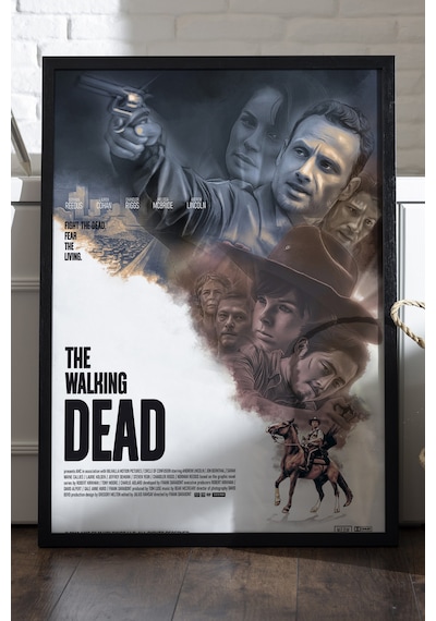 The Walking Dead Siyah Ahşap Çerçeveli Poster, Dekoratif Film Duvar Tablosu