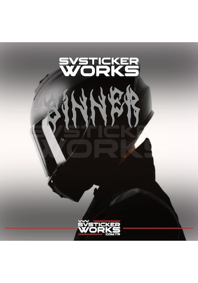 Sinner Kask Sticker Tüm Kasklar Uyumlu Tek Yön 1 Adet Gri