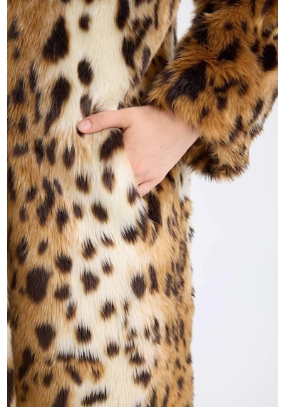 DeFacto Relax Fit Leopar Desenli Ceket Yaka Cepli Uzun Suni Kürk Kaban D4005AX24WNBN561 Kahve DeFacto Relax Fit Leopar Desenli Ceket Yaka Cepli Uzun Suni Kürk Kaban D4005AX24WNBN561 Kahve