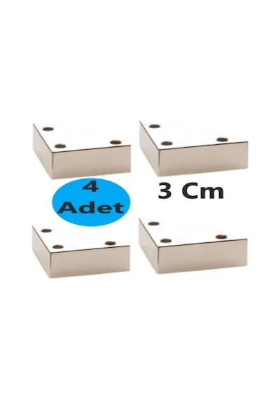 4 Adet Üçgen, Masa, Dolap Piramit Mobilya Ayağı 3 Cm Beyaz Beyaz