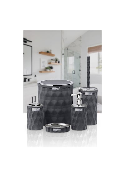 Okyanus Home Diamond Antrasit Kromlu Click Kapak 5'li Banyo Seti Antrasit