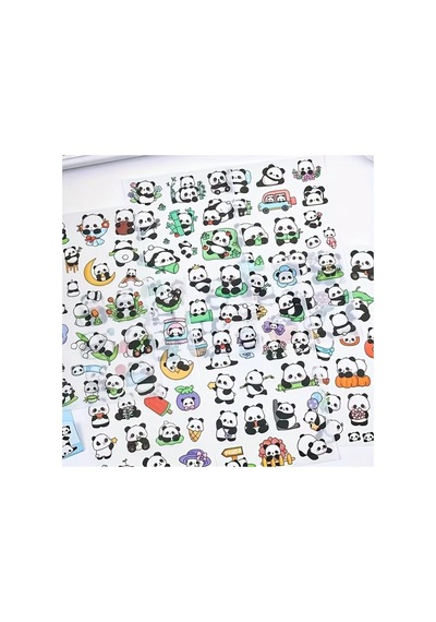 Kolbi Craft 1 Sayfa 20 Adet Şeffaf Panda Sticker Sevimli Kawaii Abanoz
