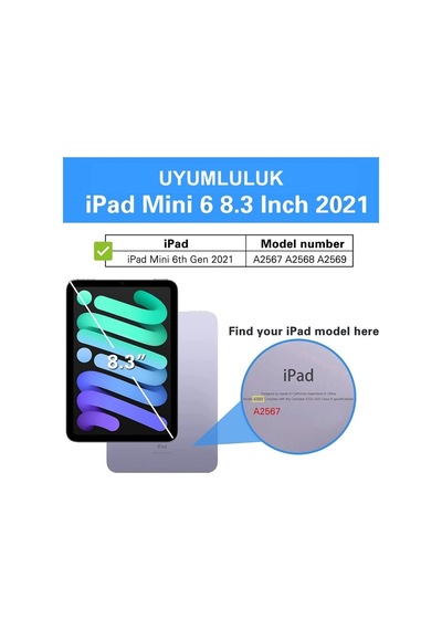 Apple Ipad Mini 7 2024 A17 Pro/mini 6 2021 Kılıf Uyumlu 360 Dönerli Tablet Kılıfı Kalem Kapaklı Kılıf