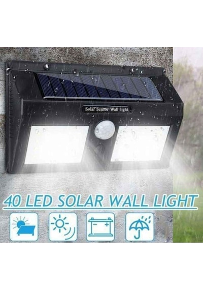 40 Ledli Güneş Enerjili Lamba Hareket Sensörlü Solar Aplik Diğer