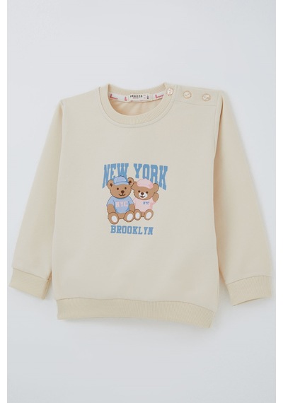 Breeze Kız Çocuk Sweatshirt Dost Ayıcıklar Baskılı 1.5-5 Yaş , Krem