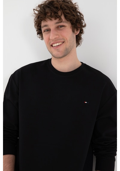 U.S. Polo Assn. Erkek Comfort Fit Bisiklet Yaka Siyah İnce Sweatshirt 50309858-VR046
