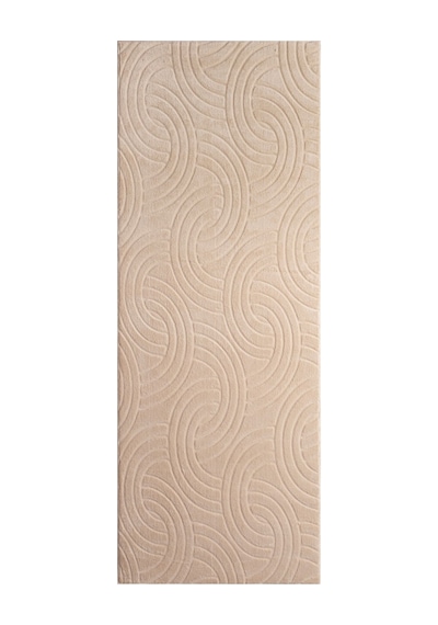 Plato Halı Opqo Oymalı Premium Oturma Odası, Salon, Antre, Yıkanabilir Polyester Kaymaz Taban Bej Halı