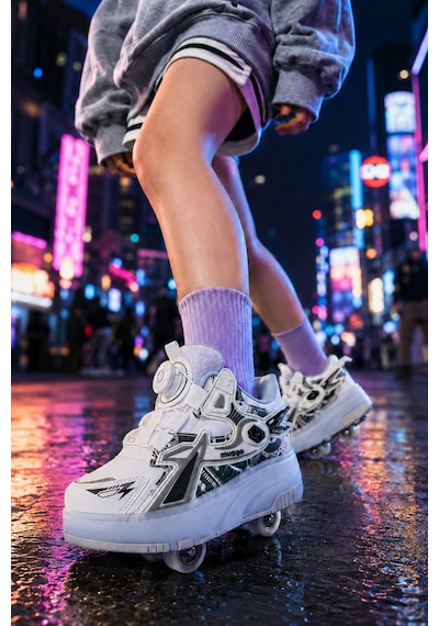 Muggo Pato Çocuk Işıklı Patenli Tekerlekli Sneaker Spor Ayakkabı Beyaz