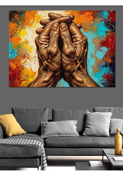 Soyut Eller Sanat Eseri Dekoratif Kanvas - Mdf Ahşap Tablo