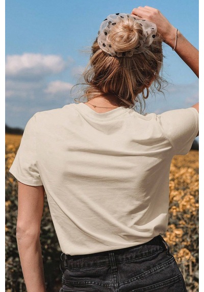 Unisex Dreamer Baskılı Oversize Tshirt Bej