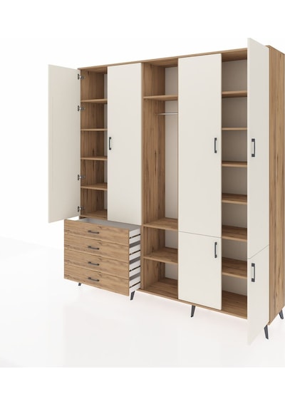 Hyperion Dolap 14 Raflı 4 Çekmeceli Tek Askılı 220x44x243 Çam-aytaşı/çam Çok Renkli Hyperion Dolap 14 Raflı 4 Çekmeceli Tek Askılı 220x44x243 Çam-aytaşı/çam Çok Renkli
