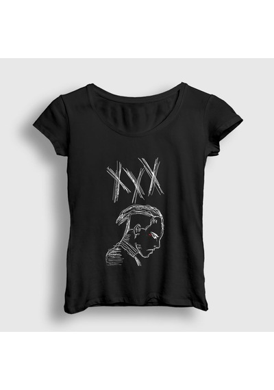 Presmono Kadın Neon Xxxtentacion T-shirt Siyah