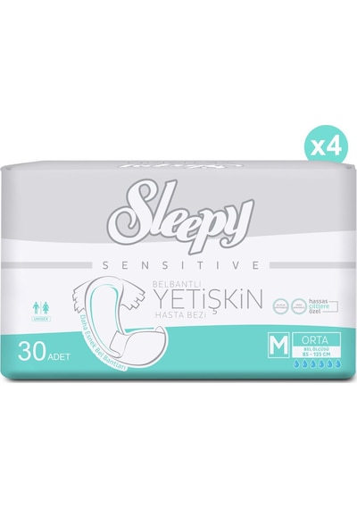4'lü Sleepy Medium Yetişkin Hasta Bezi 30x4 Adet (120 Adet)